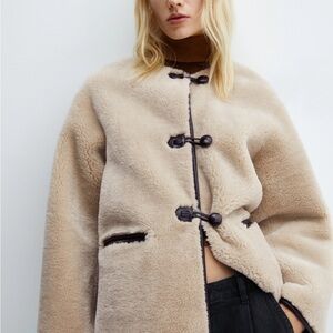 Mango Tan Shearling Jacket Cozy and Stylish